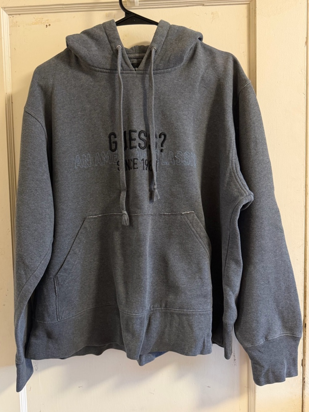 Guess Men's Gray Pullover Hoodie with Logo